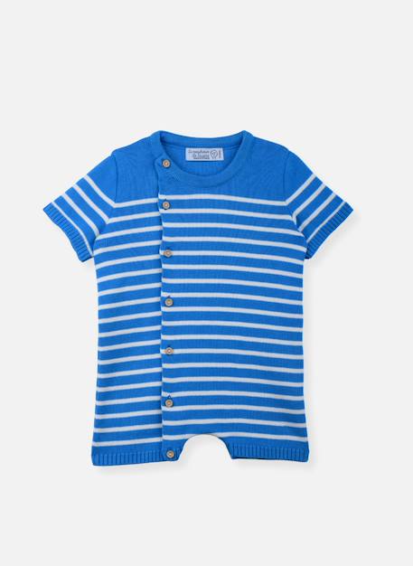 Combi short bébé en coton Bleu / ecru+Ecru / bleu+Ecru / fuchsia+Ecru / orange+Ecru / vert 1 - vertbaudet enfant 