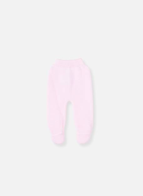 Pantalon bébé à pied en coton biologique Gris chiné+Rose chiné 3 - vertbaudet enfant 