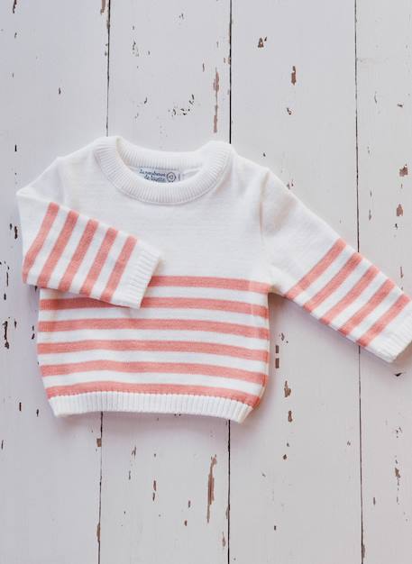Le pull france Blanc / bleu danube+Blanc / bleu danube+Blanc / bouton de rose 9 - vertbaudet enfant 