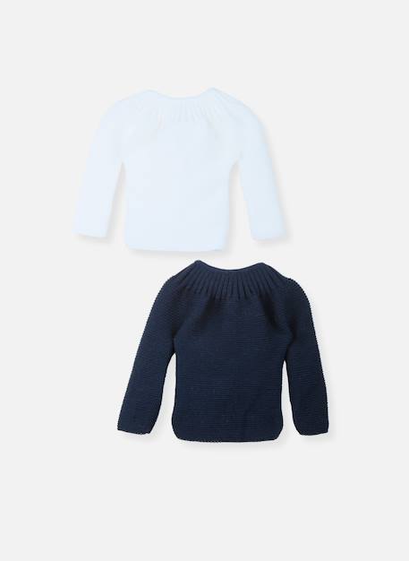 Lot de 2 brassières bébé Blanc / blanc+Blanc/bleu layette+Blanc/curry+Blanc/gris+Blanc/marine+Blanc/rose layette 11 - vertbaudet enfant 