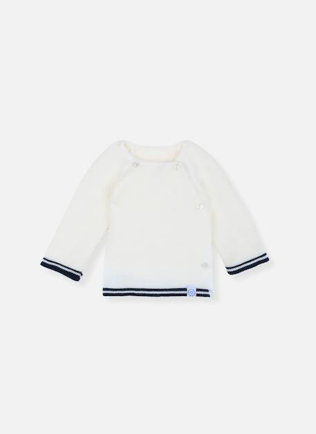 Brassière avec liseré bébé Ecru/marine+Marine/écru 1 - vertbaudet enfant 