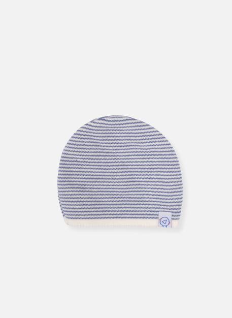 Bonnet bébé milleraies Écru/bleu azur 1 - vertbaudet enfant 