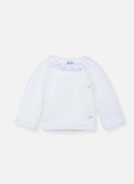 Brassière avec col brodé bébé Blanc 1 - vertbaudet enfant 