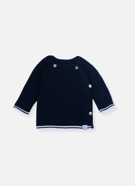 Brassière avec liseré bébé Ecru/marine+Marine/écru 3 - vertbaudet enfant 