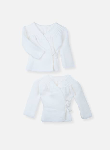 Lot de 2 brassières à liens Blanc/blanc+Blanc/moka+Blanc/rose layette 1 - vertbaudet enfant 