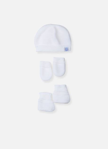Ensemble naissance bonnet, moufles et chaussons Blanc+Bleu layette+Gris+Marine+Rose 1 - vertbaudet enfant 