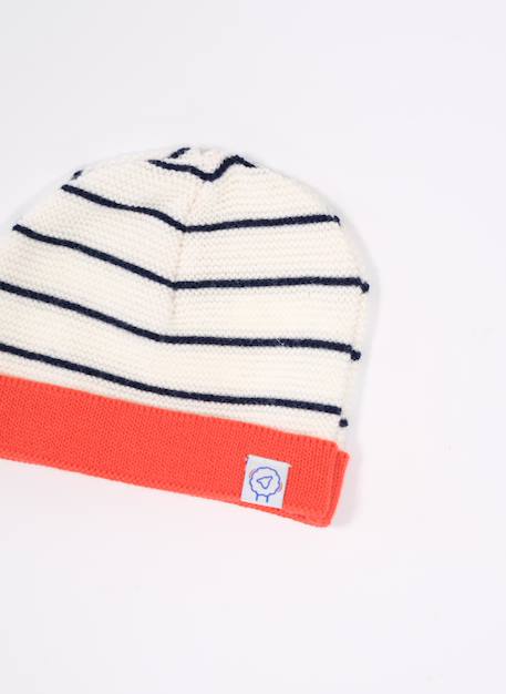 Bonnet bébé à revers Blanc+Écru à rayures marines+Ecru/marine/coquelicot+Ecru/marine/curry+Marine+Pétunia 7 - vertbaudet enfant 