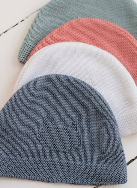Bonnet en coton bébé Blanc+Bleu danube+Bleu orage+Bouton de rose 4 - vertbaudet enfant 