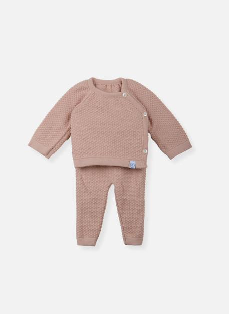 Ensemble bébé tricot nid d'abeilles Blanc+Bleu tradewinds+Rose misty 5 - vertbaudet enfant 