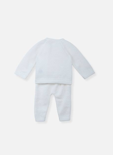 Ensemble bébé tricot nid d'abeilles Blanc+Bleu tradewinds+Rose misty 2 - vertbaudet enfant 