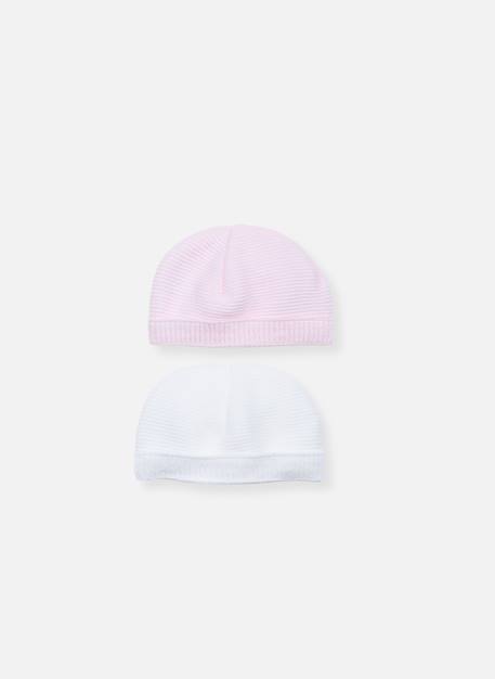 Lot de 2 bonnets Blanc/blanc+Blanc/bleu layette+Blanc/gris+Blanc/marine+Blanc/rose layette 10 - vertbaudet enfant 