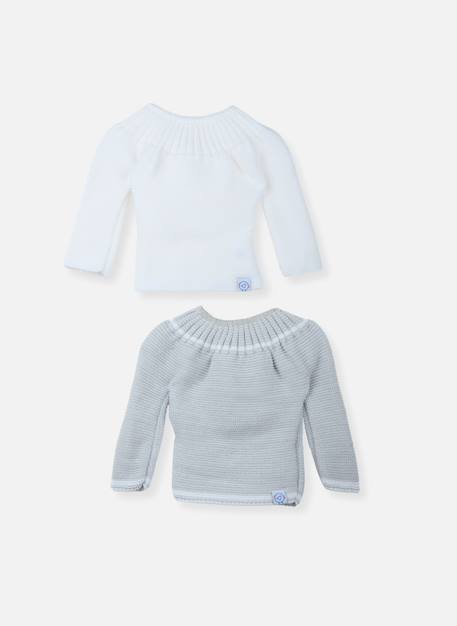 Lot de 2 brassières à liens Blanc/blanc+Blanc/bleu layette+Blanc/gris+Blanc/moka+Blanc/rose layette 6 - vertbaudet enfant 