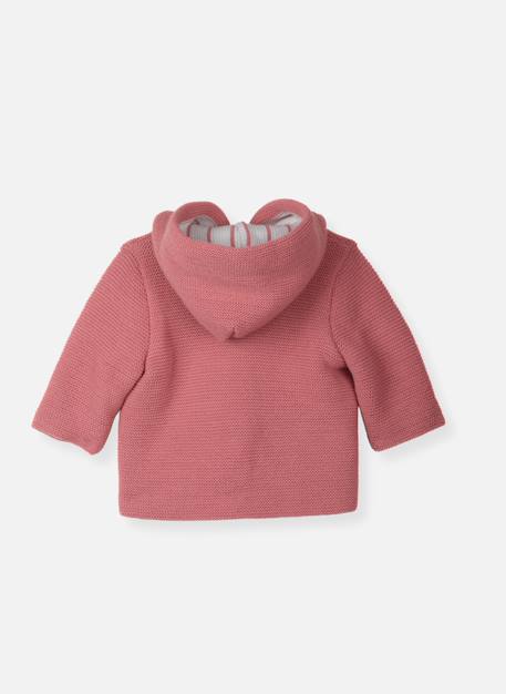 Manteau bébé à capuche en tricot Curry+Ecru rayé marine+Marine rayé écru+Pétunia 10 - vertbaudet enfant 