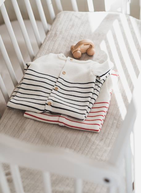 Combinaison bébé à pieds - collection «petits marins» Ecru rayé marine+Ecru rayé rouge basque 8 - vertbaudet enfant 
