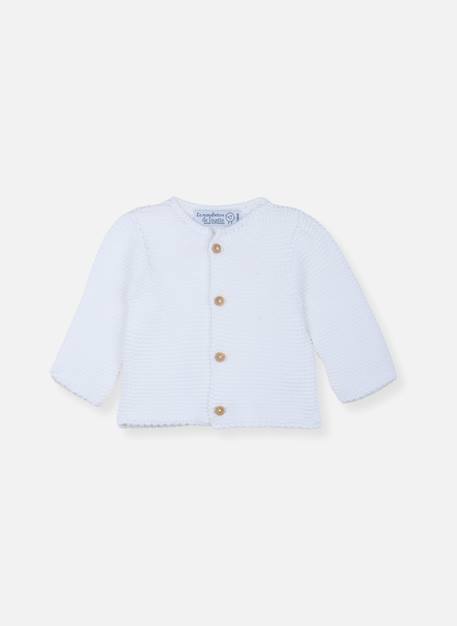 Gilet bébé en coton - petit mousse Blanc+Bleu danube+Bleu orage+Bouton de rose 1 - vertbaudet enfant 