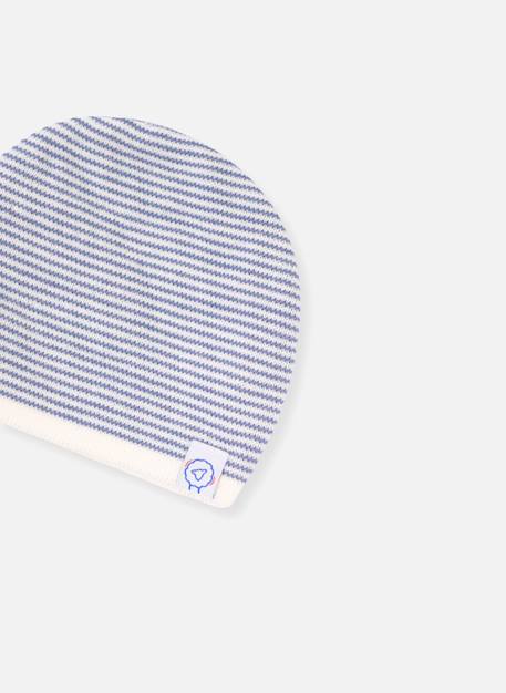 Bonnet bébé milleraies Écru/bleu azur 2 - vertbaudet enfant 