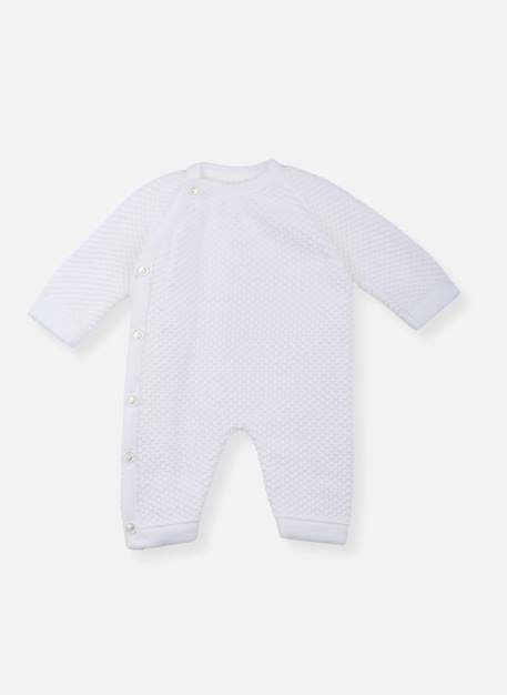 Combinaison bébé nid d'abeille Blanc+Bleu tradewinds+Rose misty 1 - vertbaudet enfant 