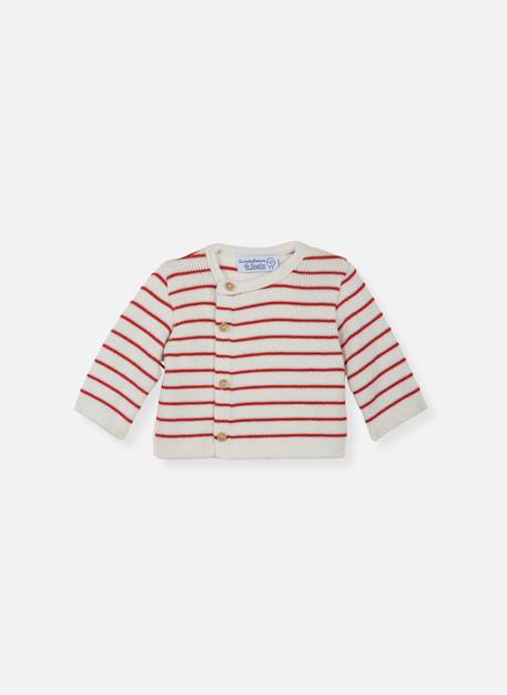 Cardigan bébé petits marins Écru+Ecru rayé bleu marine+Ecru rayé rouge basque 6 - vertbaudet enfant 
