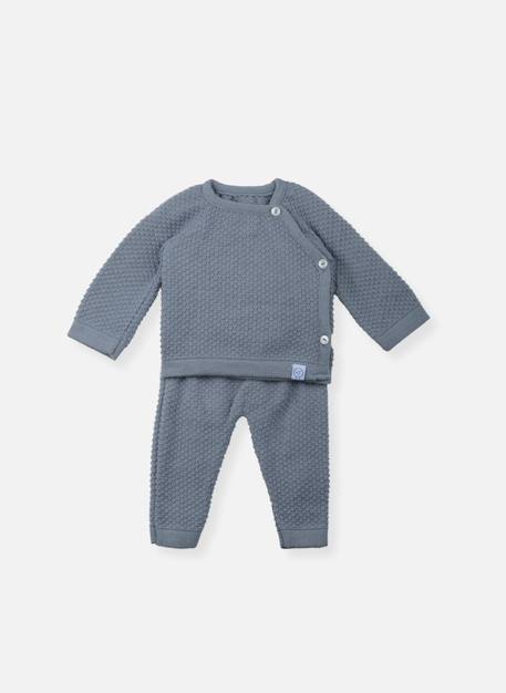 Ensemble bébé tricot nid d'abeilles Blanc+Bleu tradewinds+Rose misty 3 - vertbaudet enfant 