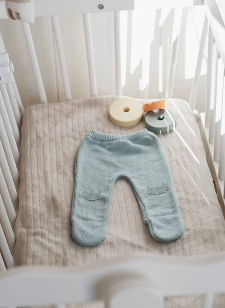Pantalon bébé à pieds en coton - collection «petits chats» Blanc+Bleu danube+Bleu orage+Bouton de rose 7 - vertbaudet enfant 