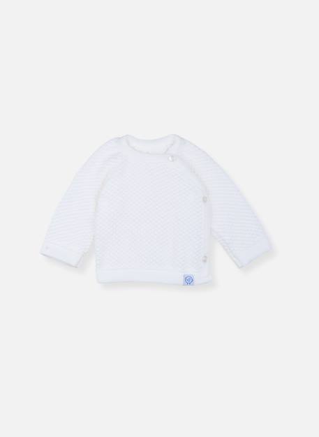 Brassière bébé nid d'abeille Blanc+Gris pur 1 - vertbaudet enfant 
