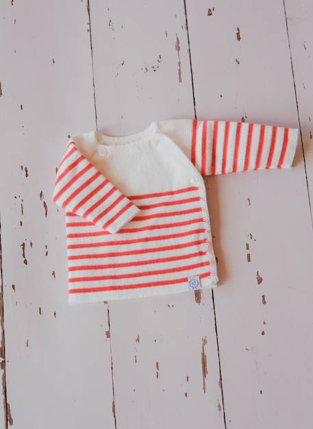 Brassière marinière  bébé Blanc/bleu nuit+Blanc/coquelicot 6 - vertbaudet enfant 