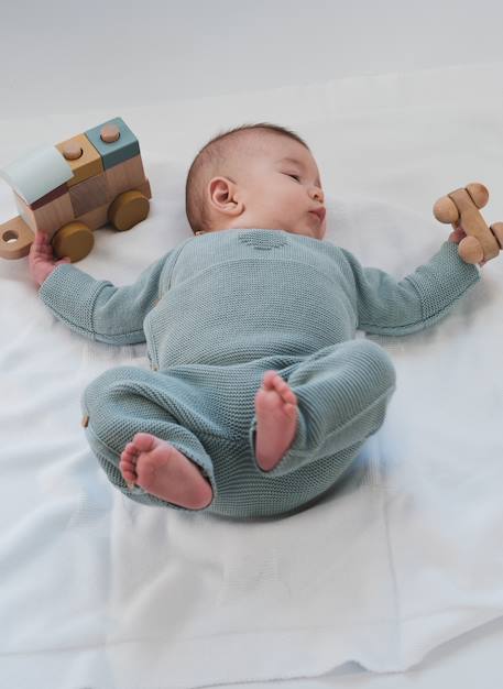 Combinaison bébé en coton Blanc+Bleu danube+Bleu orage+Bouton de rose 6 - vertbaudet enfant 