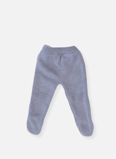 Pantalon bébé à pieds en coton - collection «petits chats» Blanc+Bleu danube+Bleu orage+Bouton de rose 8 - vertbaudet enfant 