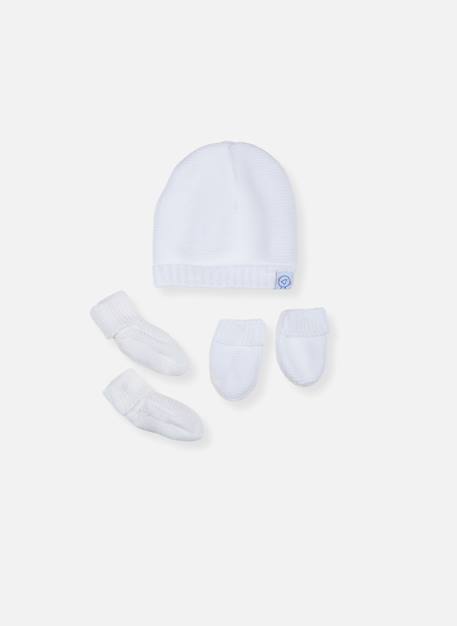 Ensemble bébé bonnet et chaussons Blanc 1 - vertbaudet enfant 