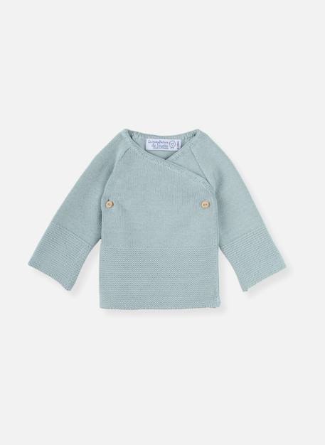 Brassière bébé double maille en coton - collection «petits chats» Blanc+Bleu danube+Bleu orage+Bouton de rose 3 - vertbaudet enfant 