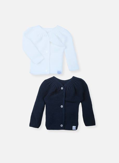 Lot de 2 brassières bébé Blanc / blanc+Blanc/bleu layette+Blanc/curry+Blanc/gris+Blanc/marine+Blanc/rose layette 10 - vertbaudet enfant 