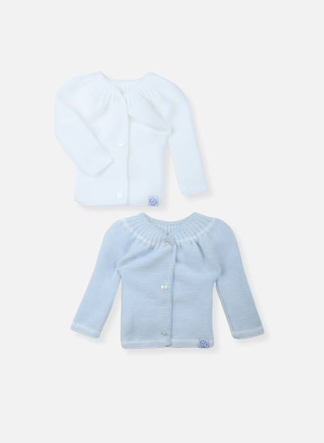 Lot de 2 brassières bébé Blanc / blanc+Blanc/bleu layette+Blanc/curry+Blanc/gris+Blanc/marine+Blanc/rose layette 3 - vertbaudet enfant 