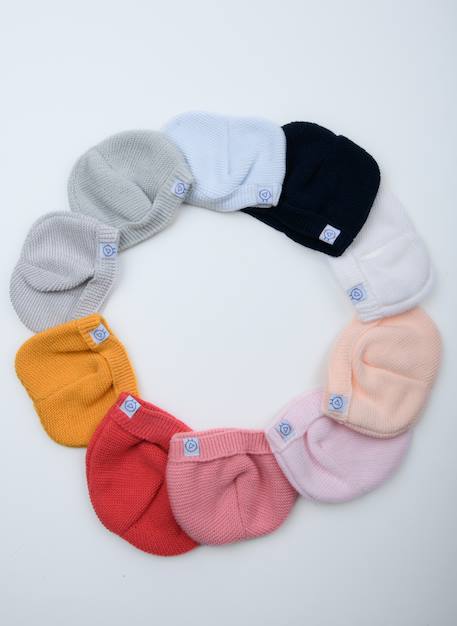 Bonnet naissance rond Blanc+Bleu layette+Gris+Rose layette+Rose poudre 5 - vertbaudet enfant 