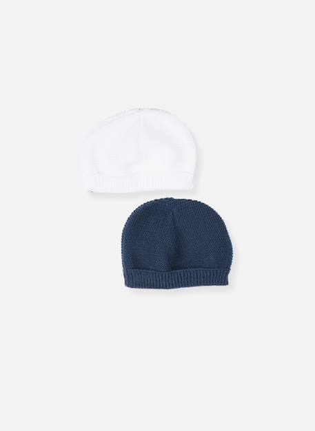 Lot de 2 bonnets Blanc/blanc+Blanc/bleu layette+Blanc/gris+Blanc/marine+Blanc/rose layette 8 - vertbaudet enfant 