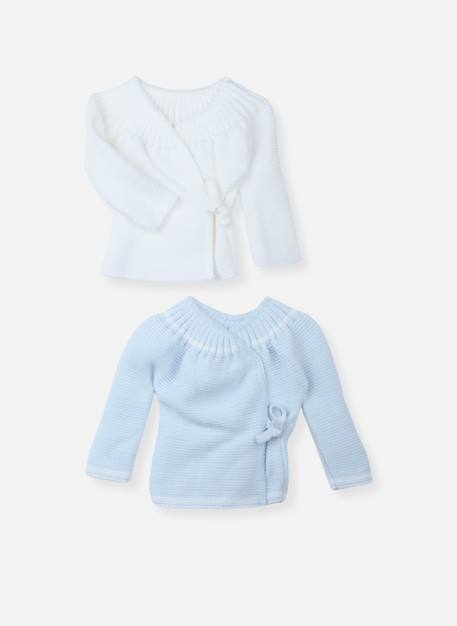 Lot de 2 brassières à liens Blanc/blanc+Blanc/bleu layette+Blanc/gris+Blanc/moka+Blanc/rose layette 3 - vertbaudet enfant 
