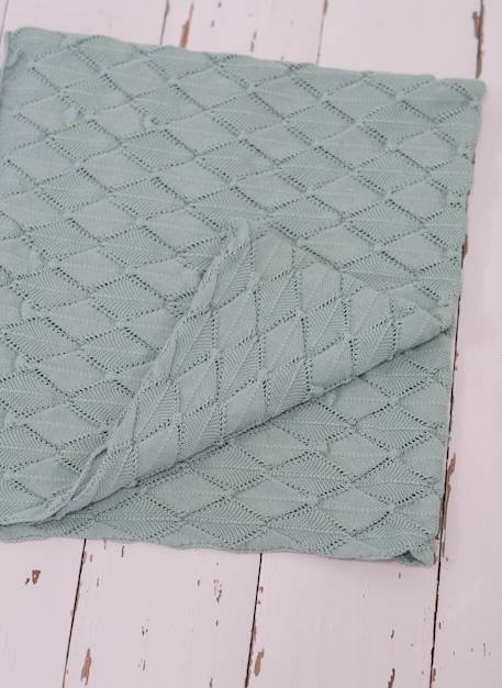Couverture 'plume' en coton Blanc+Bleu danube 5 - vertbaudet enfant 