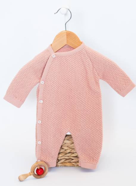 Combinaison bébé nid d'abeille Blanc+Bleu tradewinds+Rose misty 8 - vertbaudet enfant 
