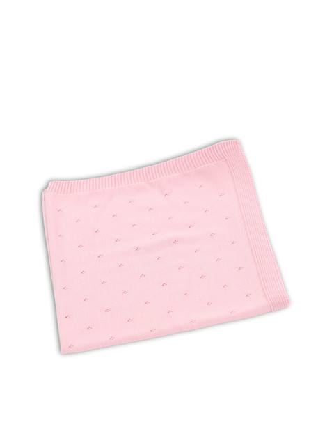 Couverture  en laine mélangée  ajourée Bleu clair+Camel+Écru+Rose perle 10 - vertbaudet enfant 
