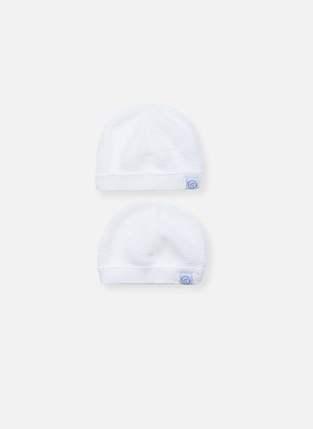 Lot de 2 bonnets Blanc/blanc+Blanc/bleu layette+Blanc/gris+Blanc/marine+Blanc/rose layette 1 - vertbaudet enfant 
