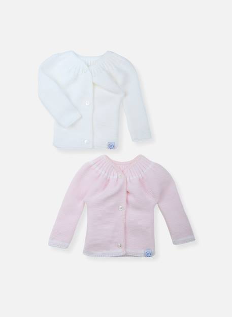 Lot de 2 brassières bébé Blanc / blanc+Blanc/bleu layette+Blanc/curry+Blanc/gris+Blanc/marine+Blanc/rose layette 12 - vertbaudet enfant 