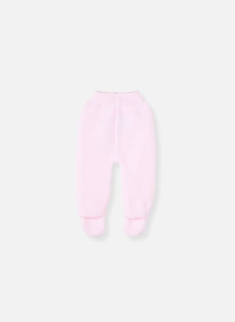 Pantalon bébé à pied en coton biologique Gris chiné+Rose chiné 4 - vertbaudet enfant 