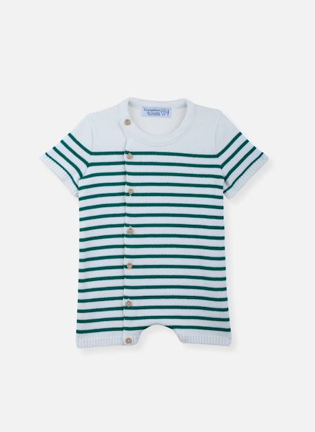 Combi short bébé en coton Bleu / ecru+Ecru / bleu+Ecru / fuchsia+Ecru / orange+Ecru / vert 9 - vertbaudet enfant 