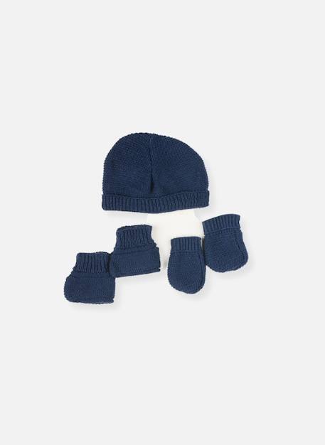 Ensemble naissance bonnet, moufles et chaussons Blanc+Bleu layette+Gris+Marine+Rose 8 - vertbaudet enfant 