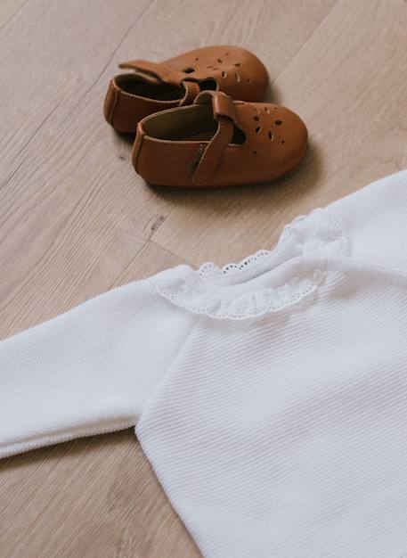 Brassière avec col brodé bébé Blanc 3 - vertbaudet enfant 