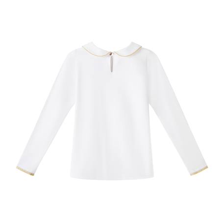 T-shirt  col claudine  à manches longues  sophia Blanc or 4 - vertbaudet enfant 