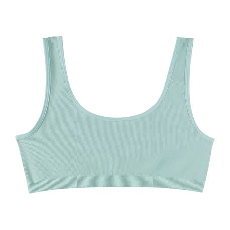 Brassière fille sans couture côtelée Bleu niagara+Bleu nuage 3 - vertbaudet enfant 
