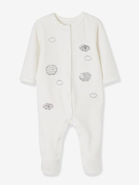 Lot de 2 pyjamas bébé en velours ouverture naissance nuage lot ivoire 2 - vertbaudet enfant 