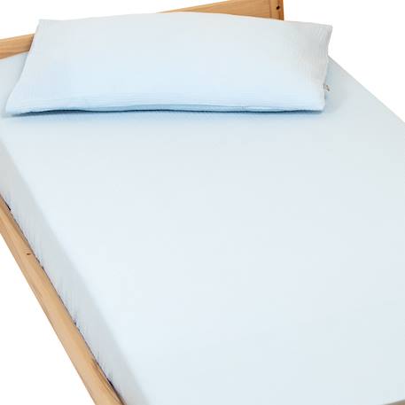 Drap housse uni en gaze de coton Beige+Blanc+Bleu+Camel+Écru+Gris+Terracotta+Vert de gris+Vert eucalyptus+Vieux rose 12 - vertbaudet enfant 