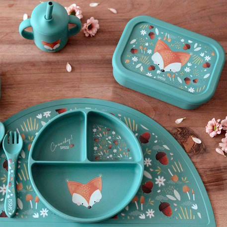 Boîte à lunch en silicone crunchy le renard Vert 4 - vertbaudet enfant 