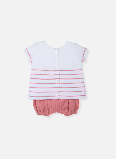 Robe et bloomer Blanc/rose rayé pétunia 2 - vertbaudet enfant 
